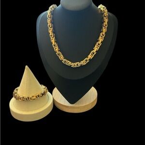Gold-Tone Link Necklace and Bracelet Set - Women's Jewelry